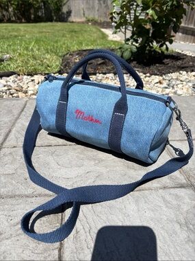 MOTHER Laguna Blue Sidekick Denim Barrel Bag